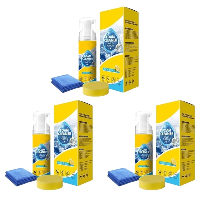 Multifunctional Foam Cleaner - 3 sets(1050g+3 Sponges +3 cleaning clothes)