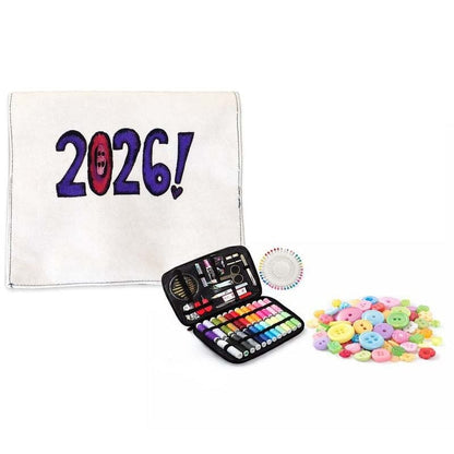 2026 DIY Button Calendar Kit - Fabric Calendar + 400 Buttons + Sewing Kit