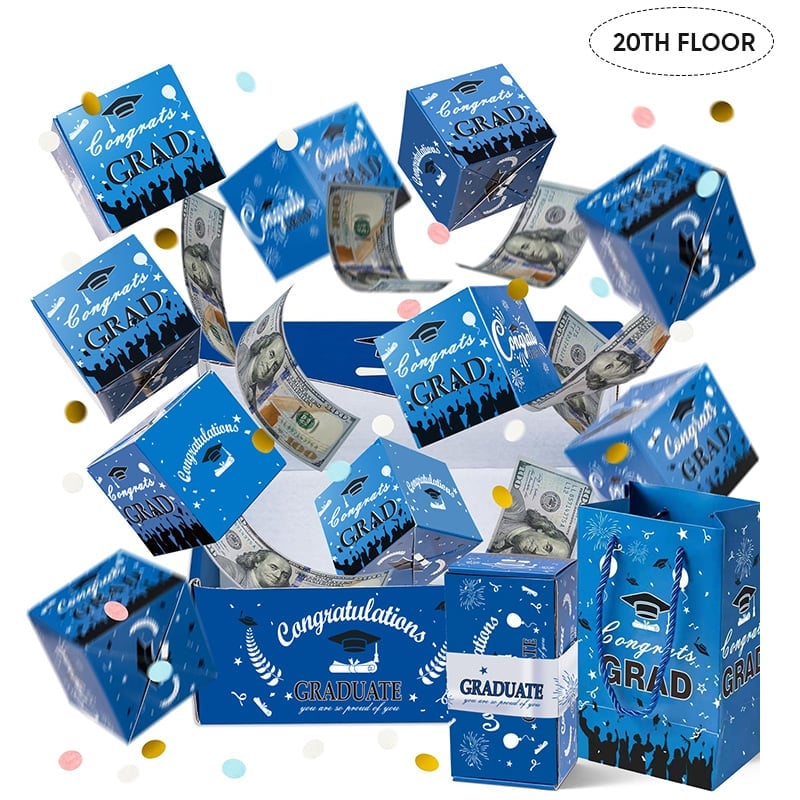 Graduation Pop Up Gift Box - Blue, 20 Layers