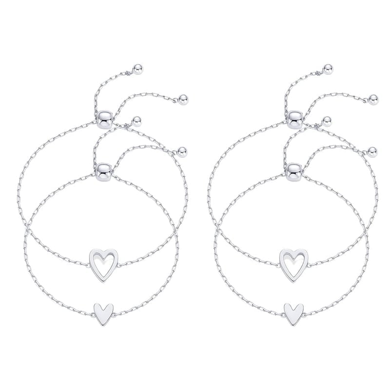 Adjustable Love Friendship Two Bracelet Pack - Silver*2