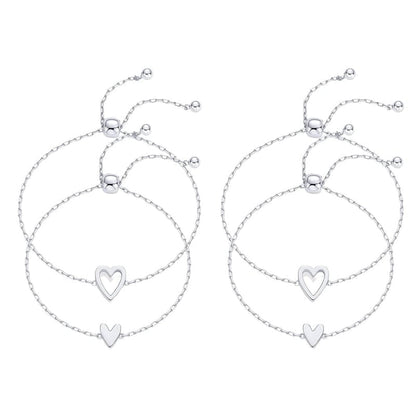 Adjustable Love Friendship Two Bracelet Pack - Silver*2