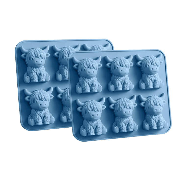 Highland Cow Silicone Ice Cube Tray - Fluffy Cow (6-Cavity)* 2 PCS