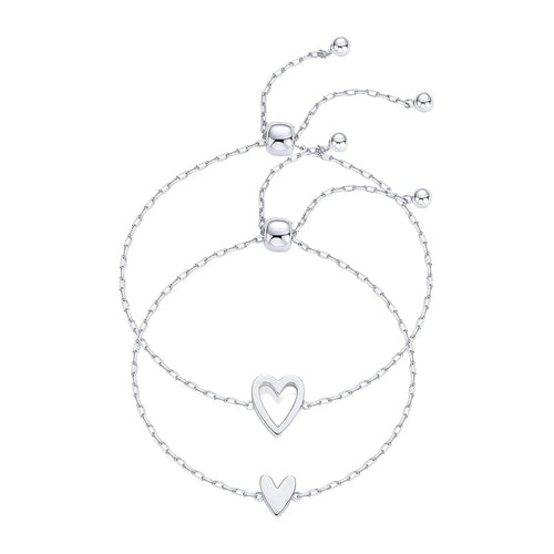 Adjustable Love Friendship Two Bracelet Pack - Silver