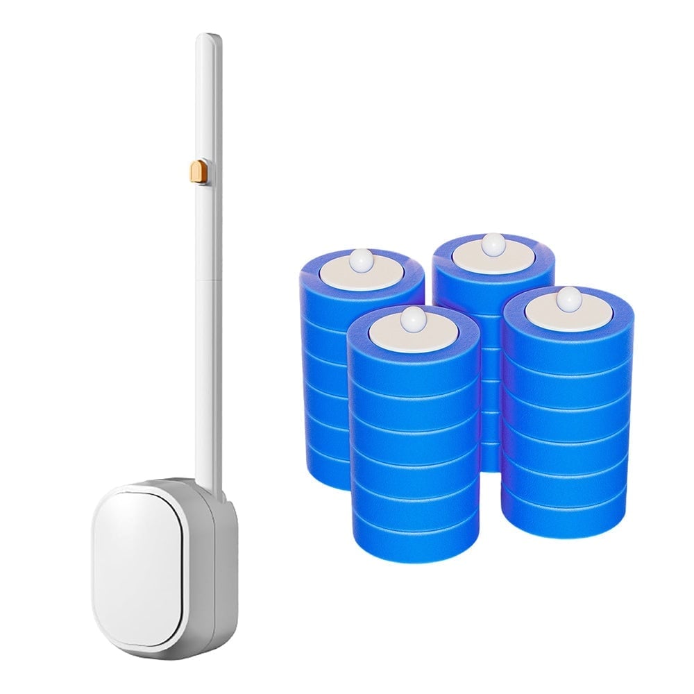 Hands-Free Flip-Top Disposable Toilet Brush - Opaque Flip-Top Toilet Brush+24 Replacement Heads