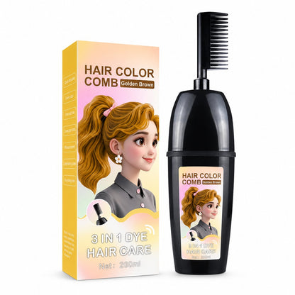 3-in-1 Hair Color Comb – Easy Gray Coverage & Hair Care - Golden Brown