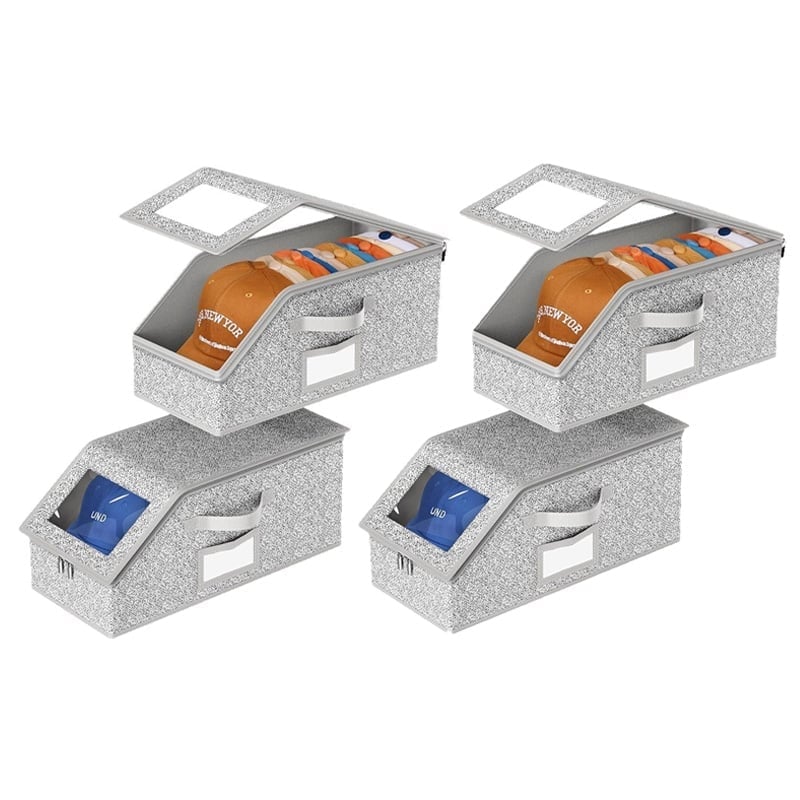 Multifunctional Foldable Hat Storage Box - Grey, 4 PCS