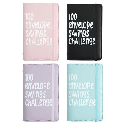 100 Envelope Savings Challenge Binder - ⚫📒Black+🔵📒Blue+💖📒Pink+💜📒Purple