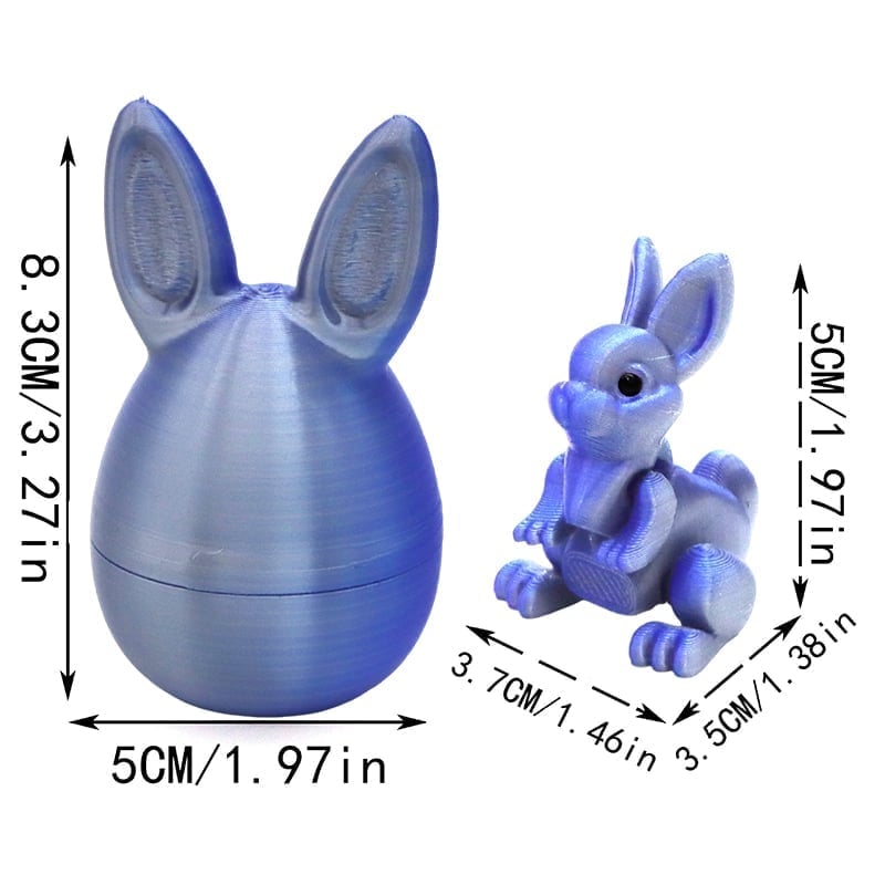 3D Printed Rainbow Bunny Easter Egg Set - Blue-silver gradient