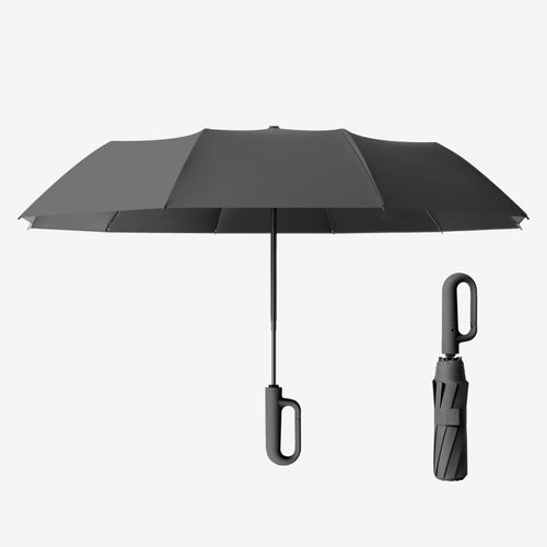 Creative Ring Buckle Windproof Reinforced Umbrella - Black, 125 cm/49.2 inches
