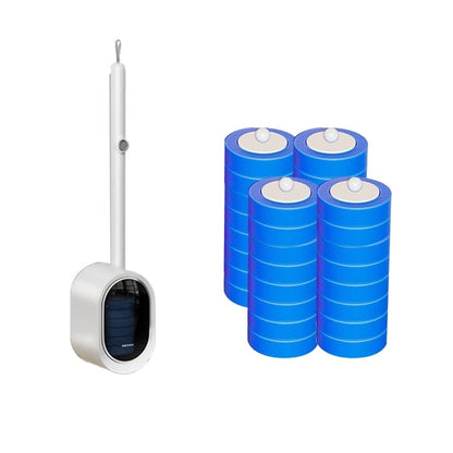 Hands-Free Flip-Top Disposable Toilet Brush - New White Opaque Flip-Top Toilet Brush+32 Replacement Heads