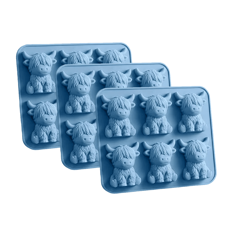 Highland Cow Silicone Ice Cube Tray - Fluffy Cow (6-Cavity)* 3 PCS