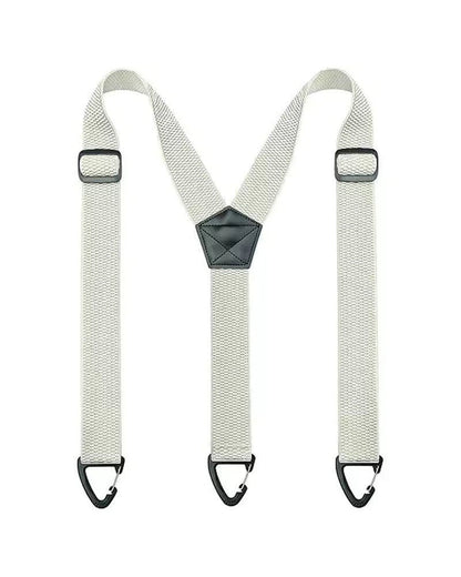 👔 4 Clip Adjustable Suspenders for Men - White Y-Shaped