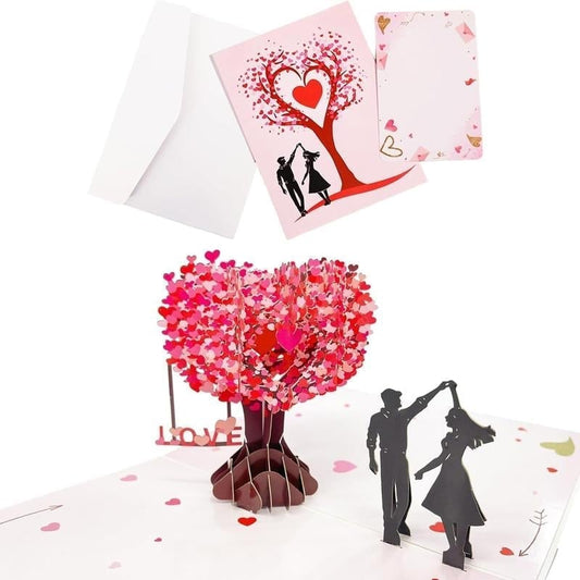 3D Pop-Up Valentine’s Day & Anniversary Love Tree Greeting Card - 1 pc