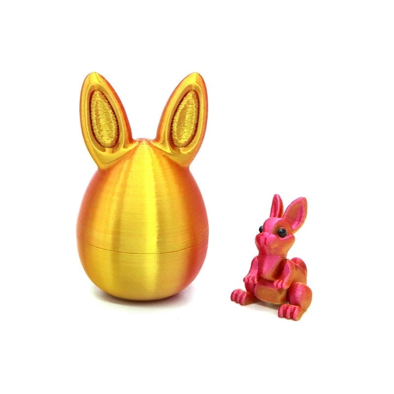 3D Printed Rainbow Bunny Easter Egg Set - Red-gold gradient