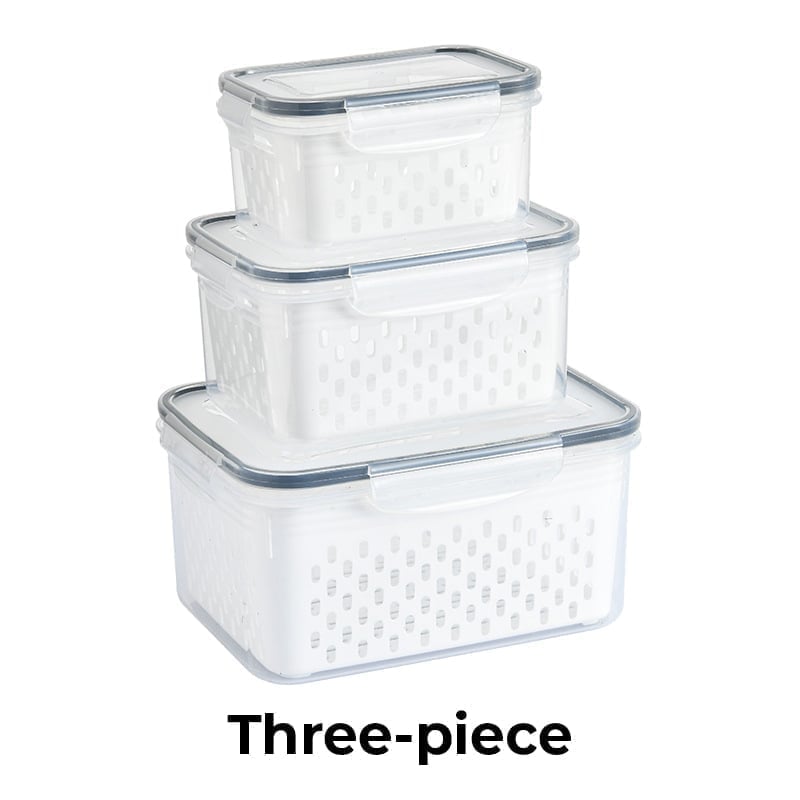 Food Storage Containers for Fridge with Removable Colander - Three-piece (850ML+1750ml+3300ml)
