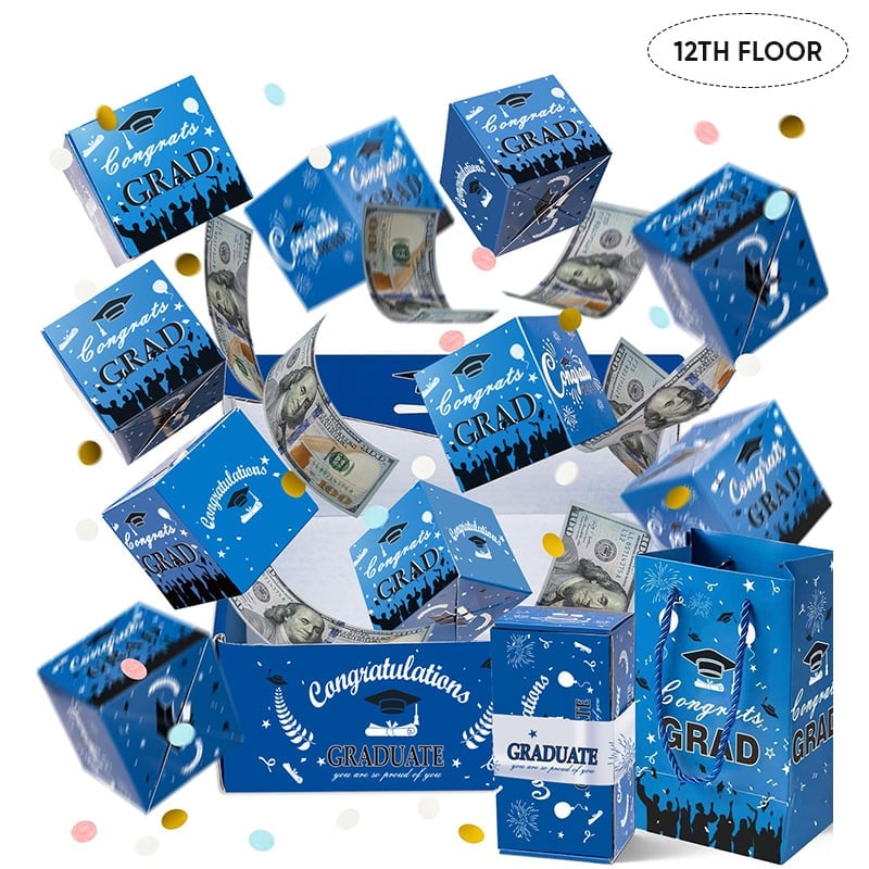 Graduation Pop Up Gift Box - Blue, 12 Layers