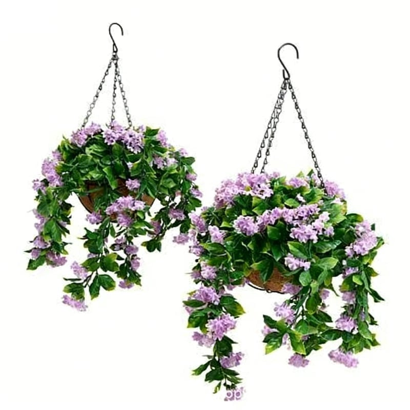 Faux Crepe Myrtle Hanging Baskets - purple(1pc)