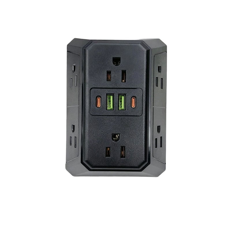 Multi Plug 6-Outlet Extender - black-without light
