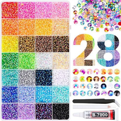 DIY Nail Flatback Rhinestones - 1 Set(30, 000pcs+10ml glue+tool)