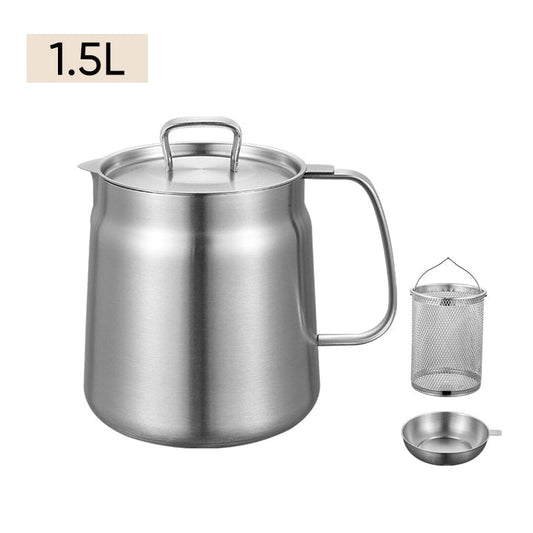 2-in-1 304 Stainless Steel Multifunctional Oil Strainer Pot - 1.5 L