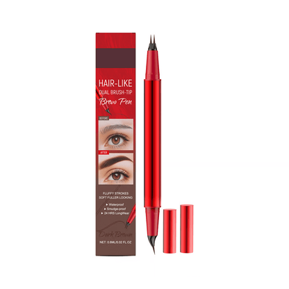 Eyebrow Pen with Dual Brush Tip & Curved Tip - Dark Brown