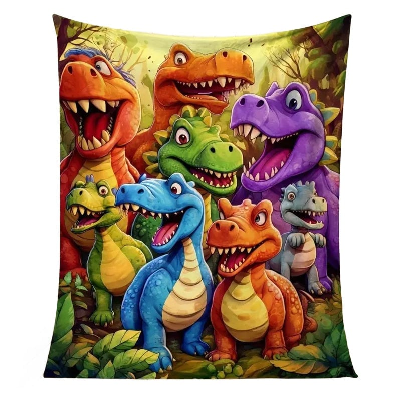 Cloud-Soft Dinosaur Blanket - Dinosaur, 39.4 × 27.6 in