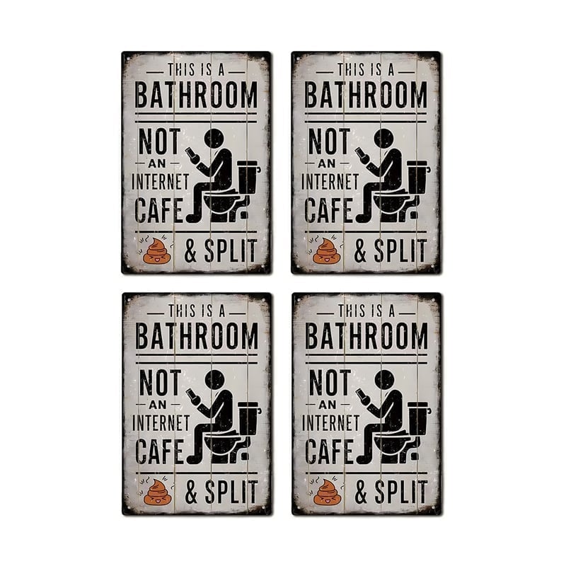 Creative Bathroom Door Sign - 4 pcs
